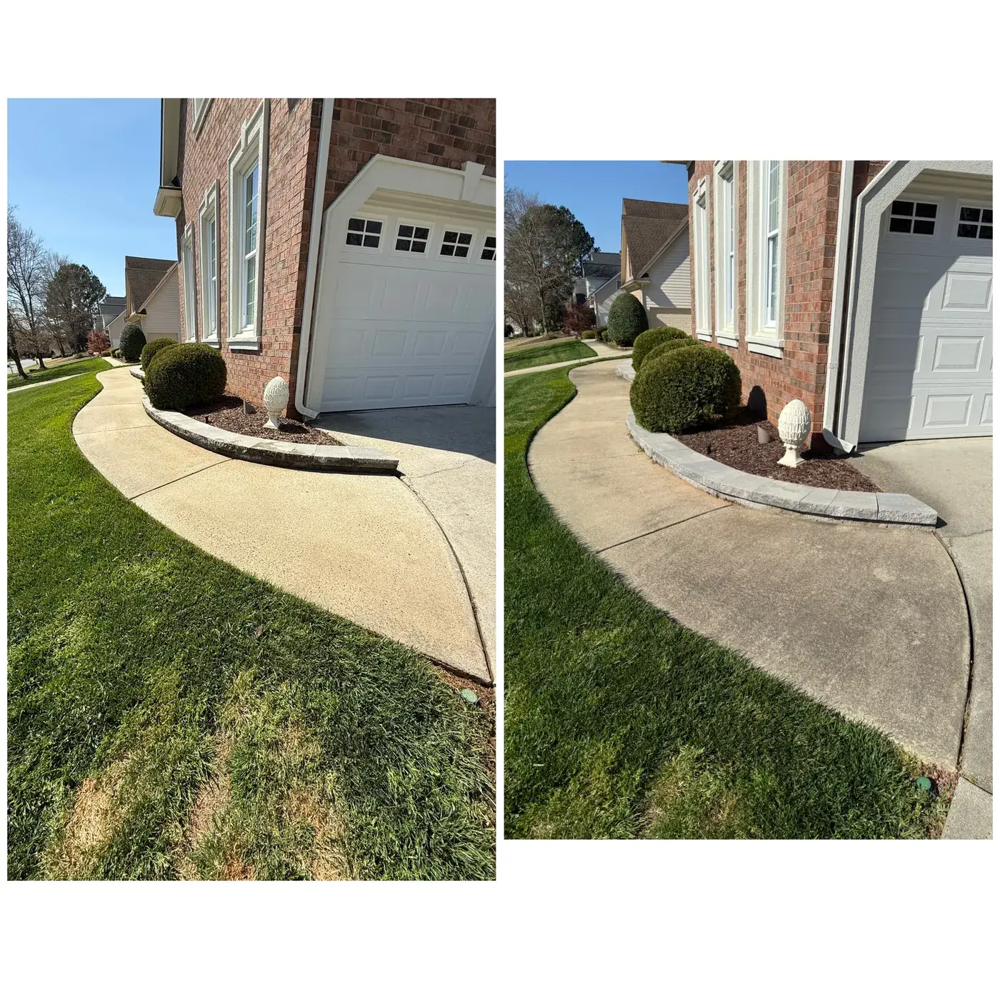 Before and after concrete driveway cleaning