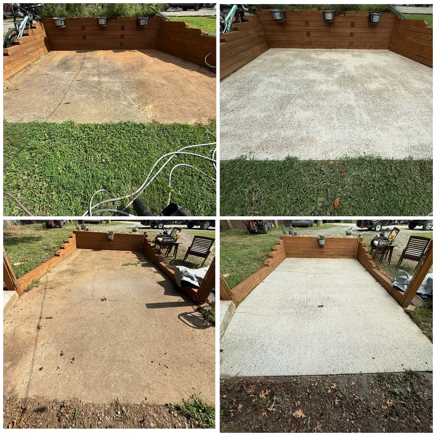 Before and after patio and concrete cleaning