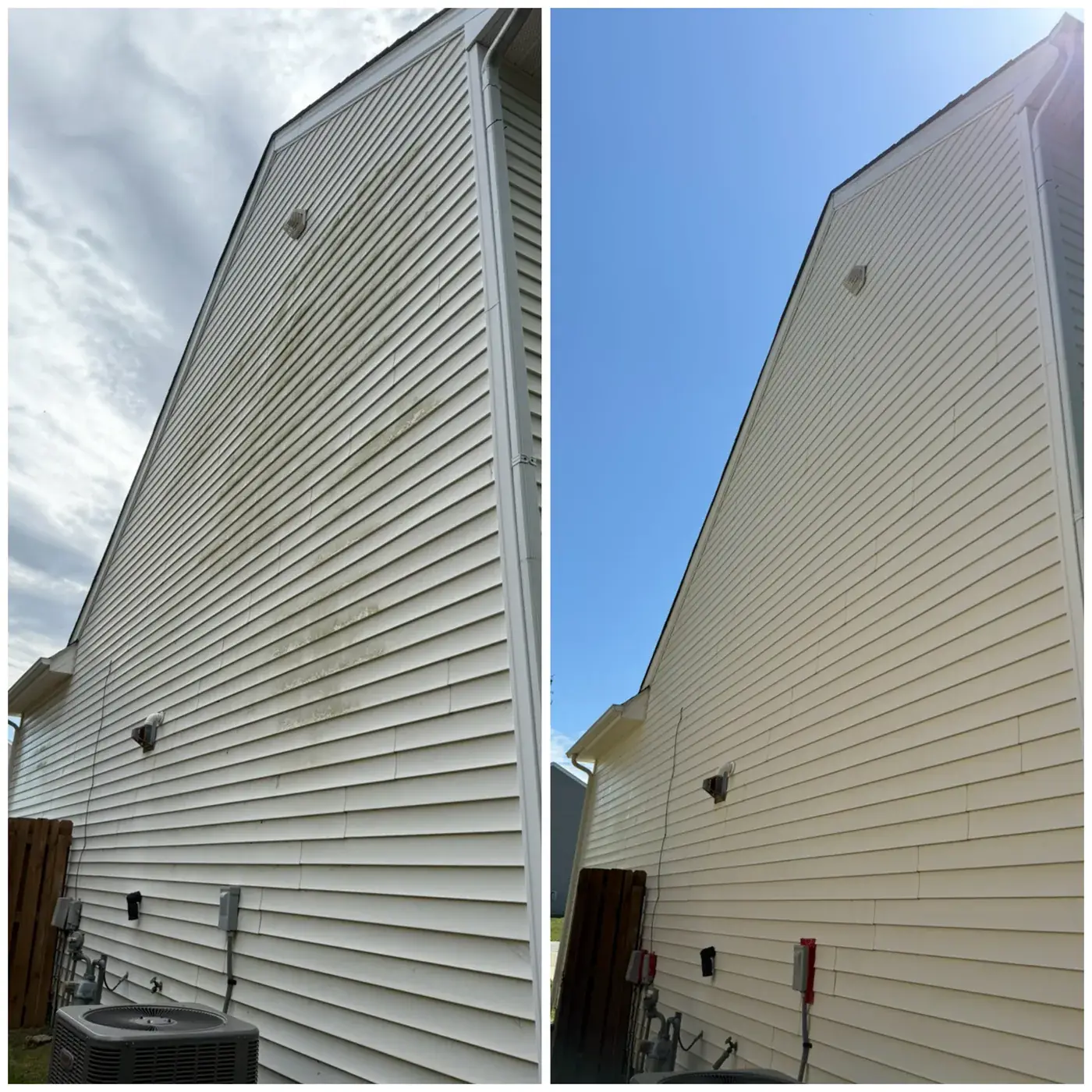 Before and after house siding soft wash