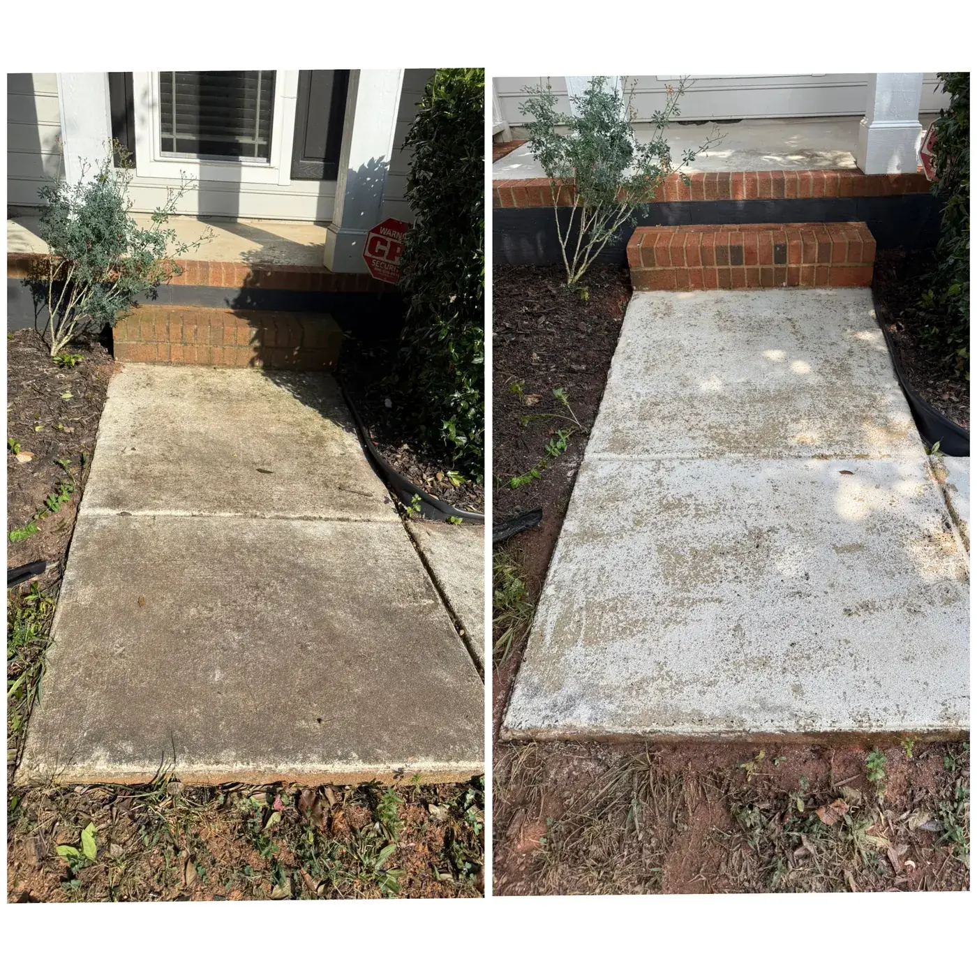 Before and after concrete path cleaning