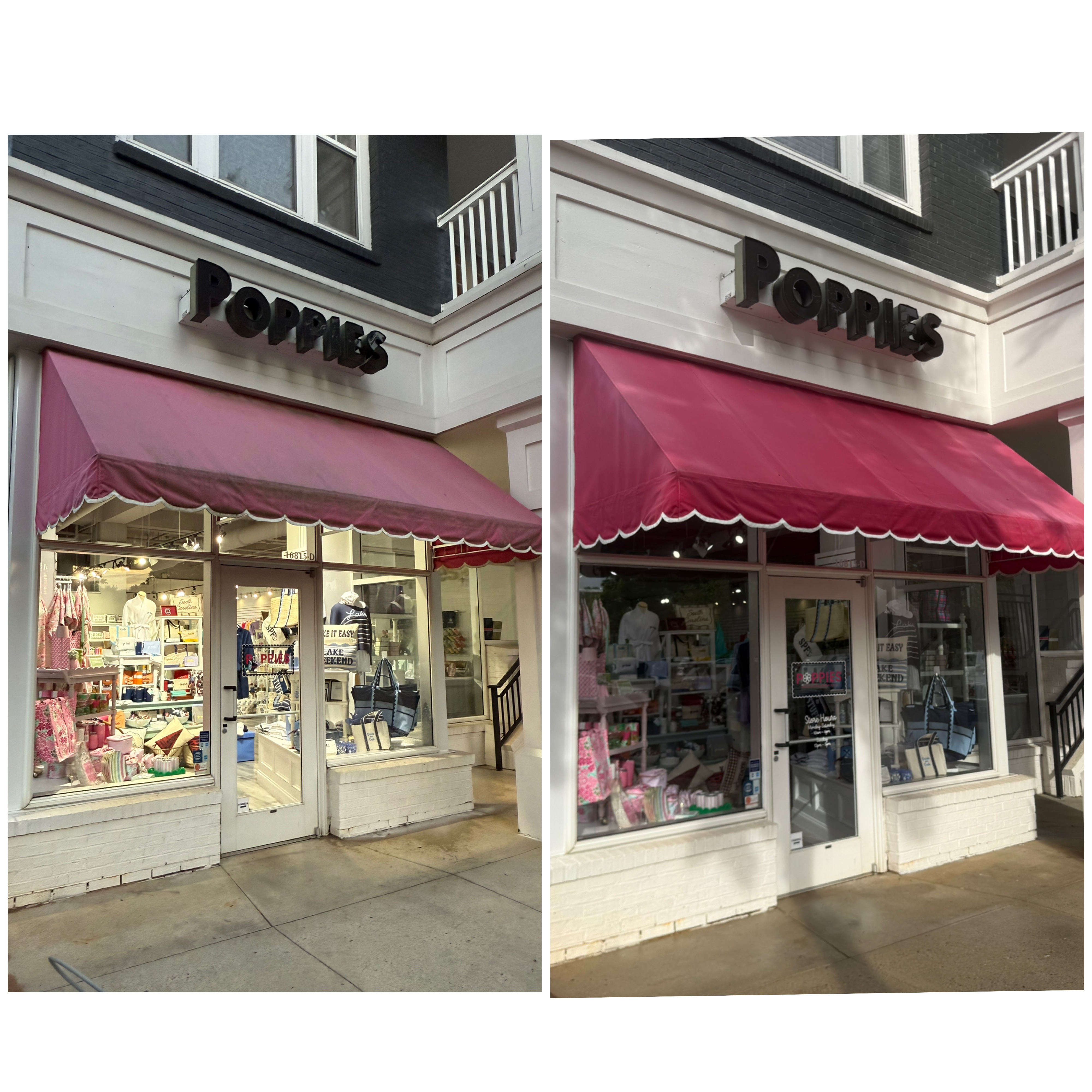 Before and after commercial storefront pressure washing Charlotte NC