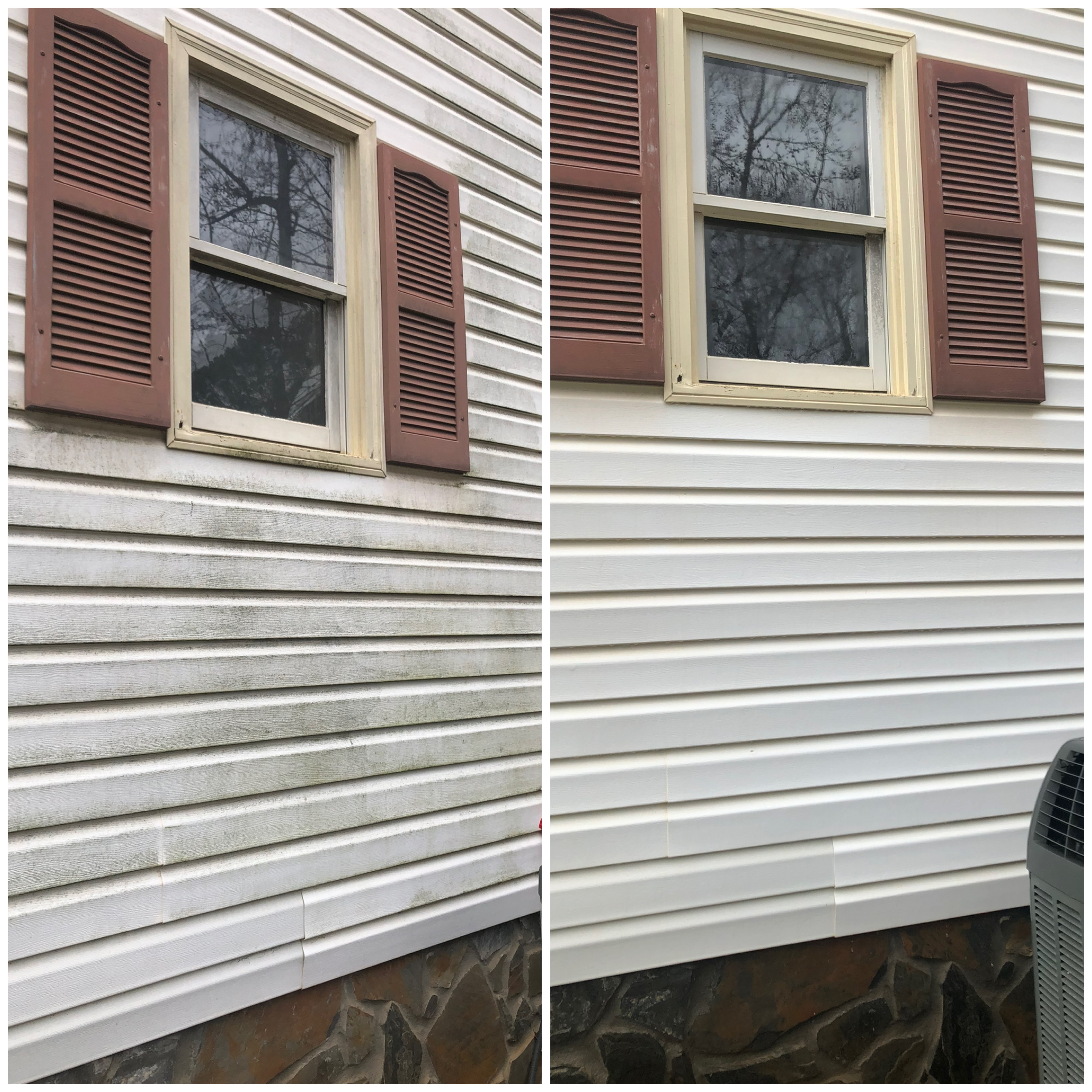 Before and after house siding pressure washing