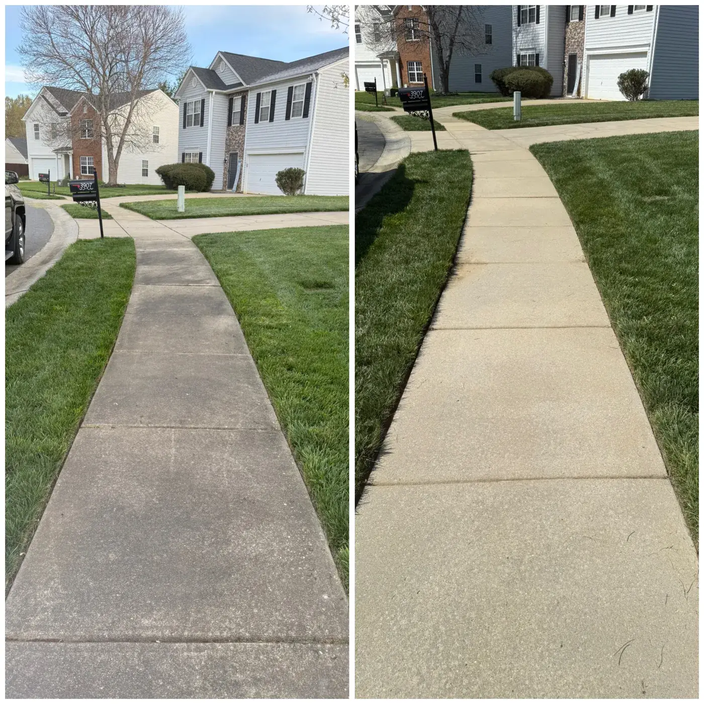 Before and after neighborhood sidewalk cleaning